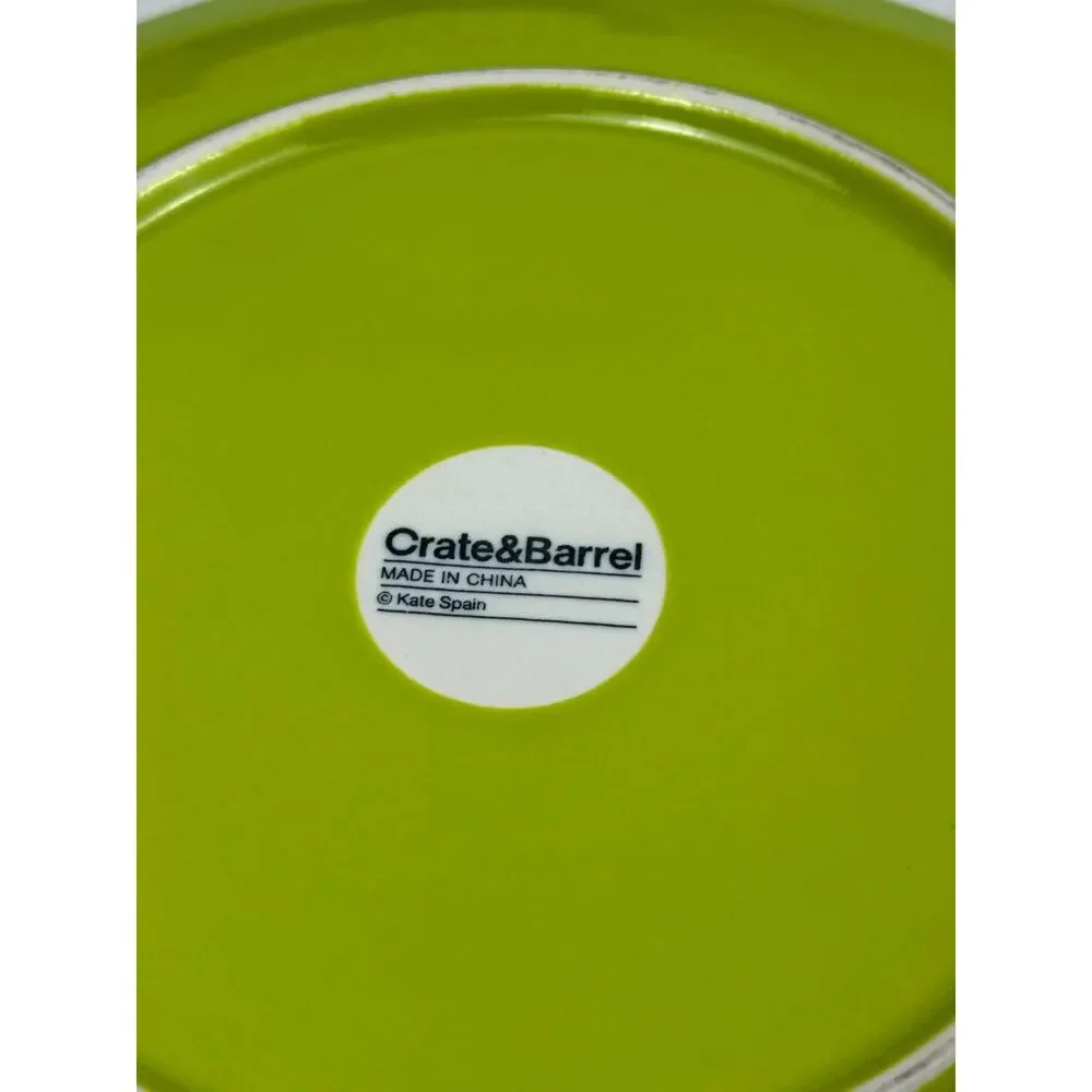 2 Crate & Barrel CHASE Salad Plates Kate Spain Lime/Green 8 1/2